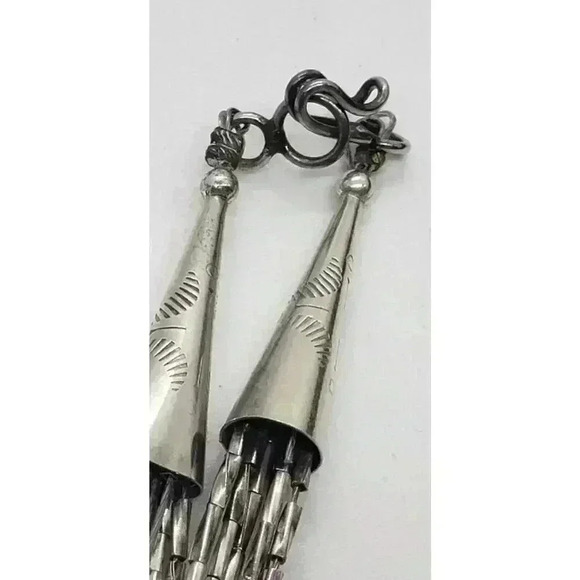 Twisted Sterling Liquid Silver Turquoise Heishi 6 Strand Necklace Navajo Zuni - Picture 11 of 11